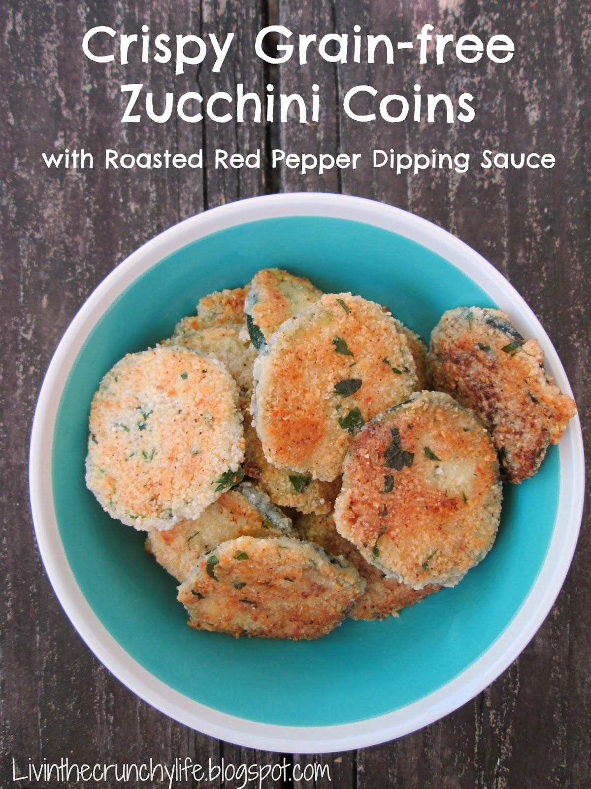 Crispy GrainFree Zucchini Coins with Roasted Red Pepper Dipping Sauce