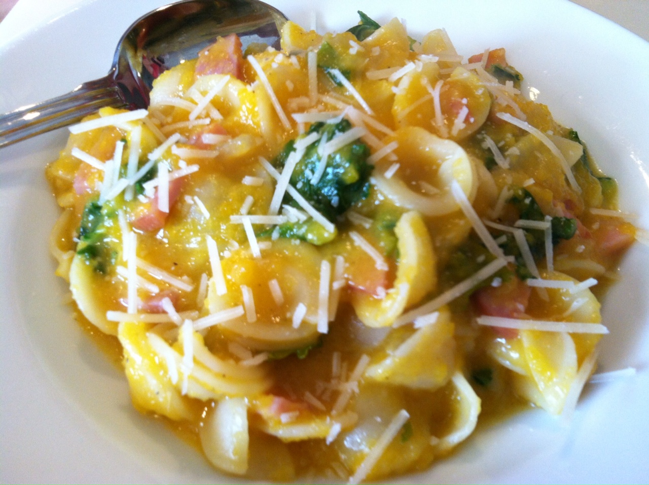 SourdoughNative Pasta with Ham, Kale and Parmesan Butternut Squash Sauce