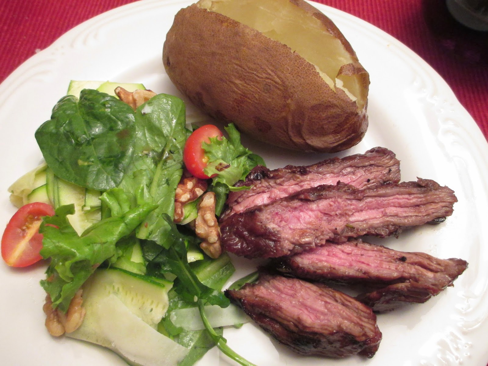 "So what are you making for dinner?" Skirt Steak, Zucchini Salad and
