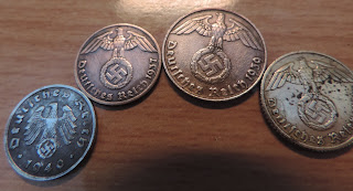 eagle and swastika minted coins wartime nazi pfennigs