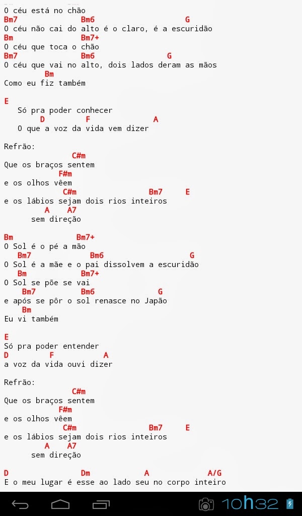 Exemplo de rolagem de uma cifra Exemplo de rolagem de uma cifra