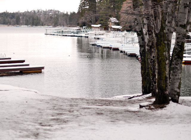 first snow on the lake