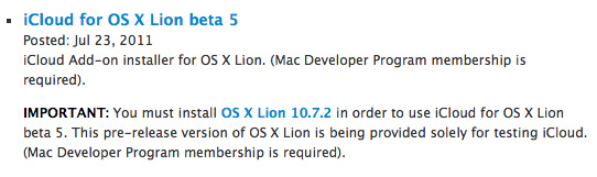 iCloud Beta 5 Relesed For OS X Lion 10.7.2