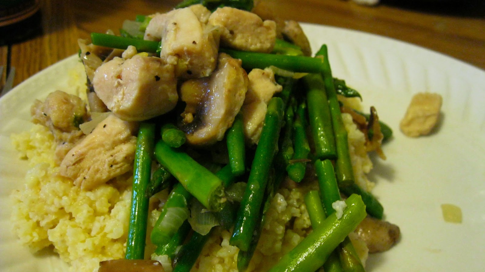 Simple Observations Chicken and asparagus over rice