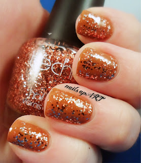 Orange Glitter Manicure