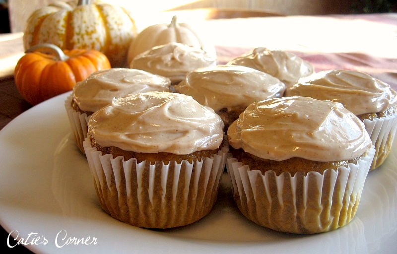 Catie's Corner Pumpkin Muffins w/ Spiced Brown Sugar Cream Cheese Frosting