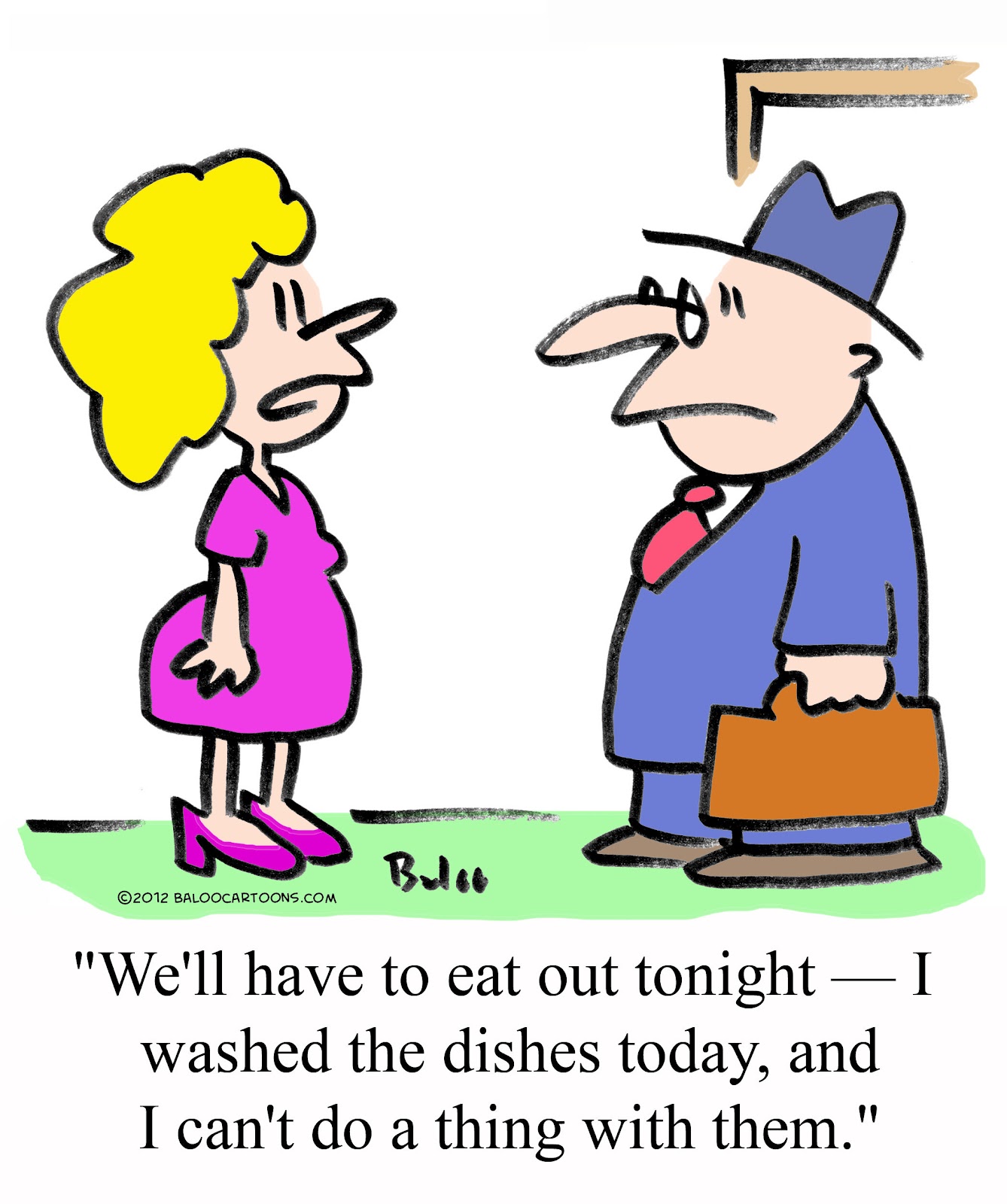 Baloo's nonpolitical cartoon blog Washing Dishes cartoon