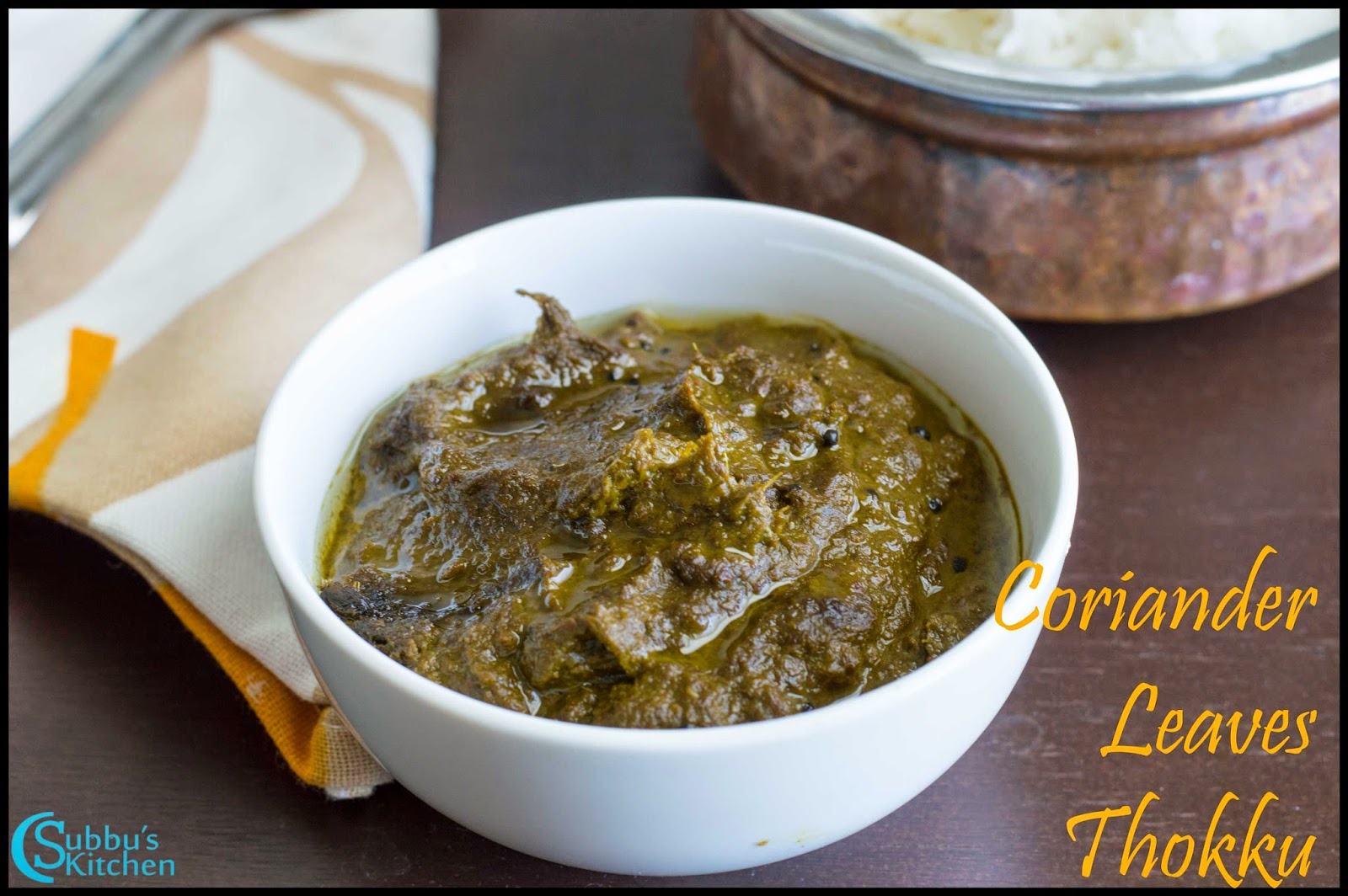 Coriander Leaves Thokku Recipe Kothamalli Thokku Recipe Subbus Kitchen