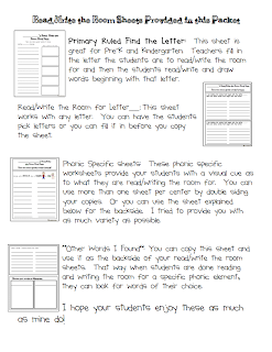 Read/Write the Room Worksheets