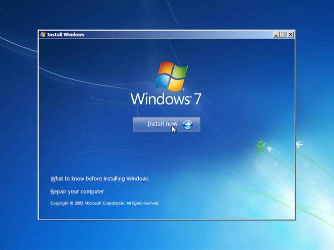 mulai install windows 7