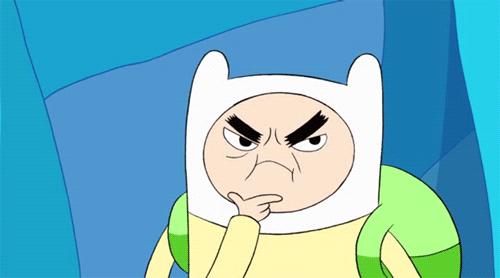 Gif of Finn from Adventure Time rubbing his chin while thinking very hard.