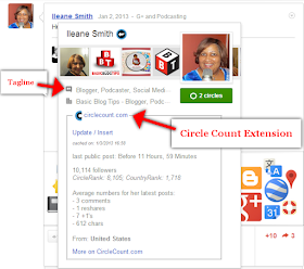 Google+ tagline and Circle Count Extension