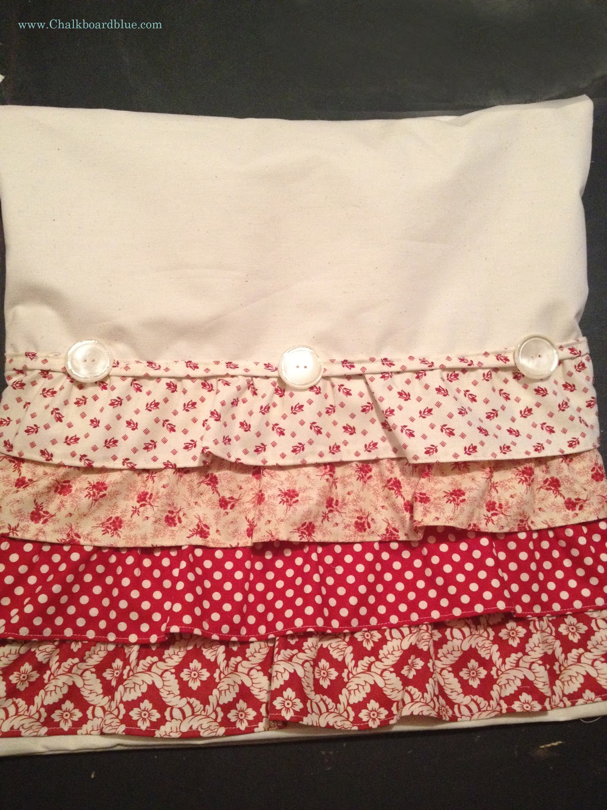 Chalkboard Blue Ruffled Pillow in an Envelope Casing