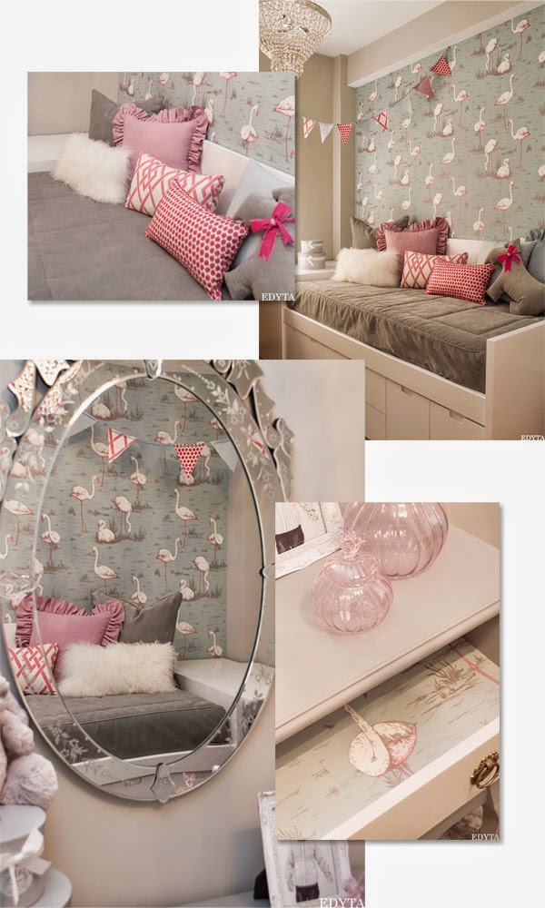 Un dormitorio infantil en rosa, gris y blanco (y una cómoda que conozco