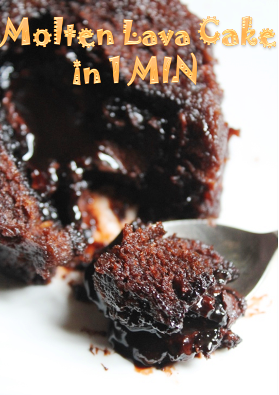 Microwave Eggless Molten Lava Cake Recipe / 1 Min Lava Cake Recipe