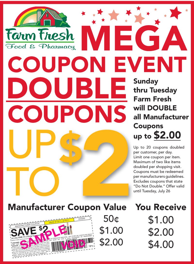 Farm fresh double coupons wednesday