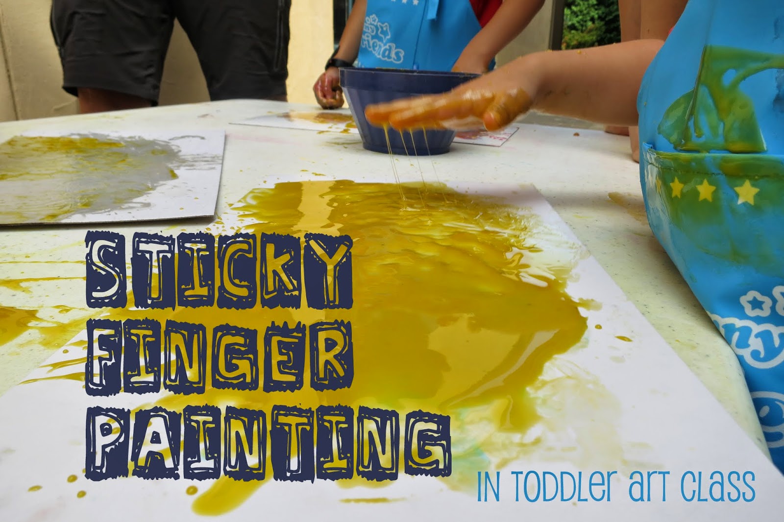 Toddler Art Class Sticky Finger Painting library makers