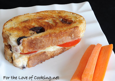 Grilled Havarti and Tomato on Kalamata Olive Bread