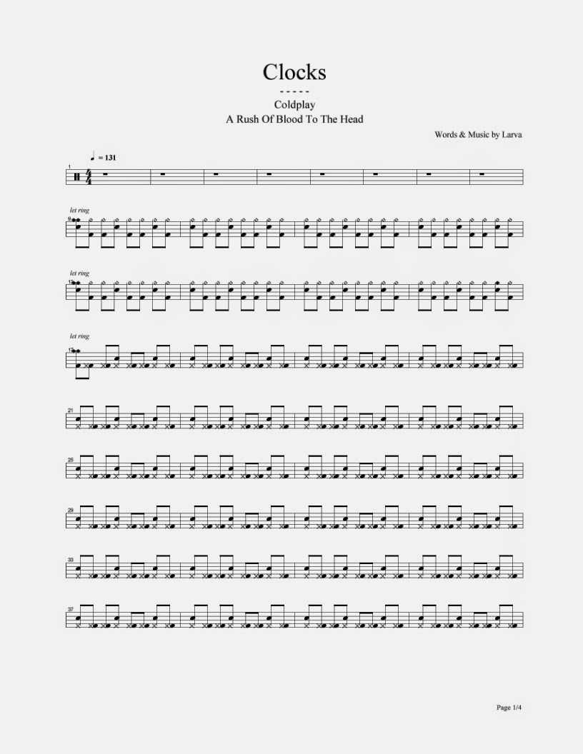 Coldplay Clocks Partituras para Batería