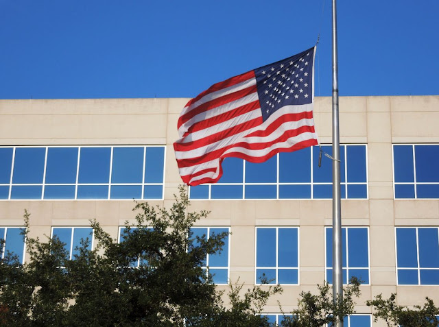 US Flag at Corporate Energy Company Office Property in West Houston