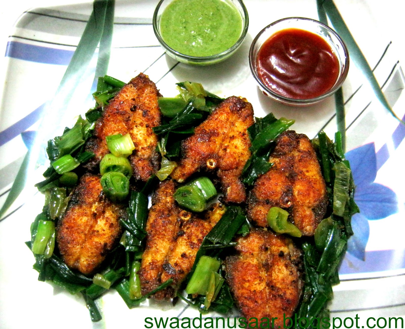 swaadanusaar KING FISH FRY WITH SPRING ONIONS..