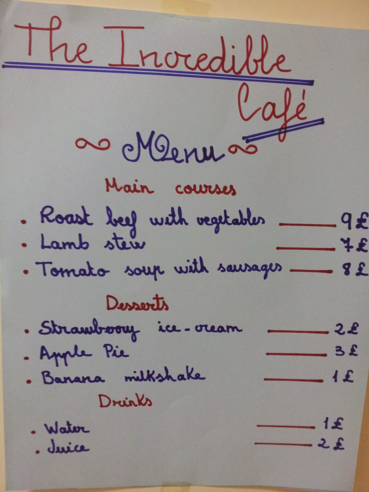 el blog de marta UN MENÚ EN INGLÉS