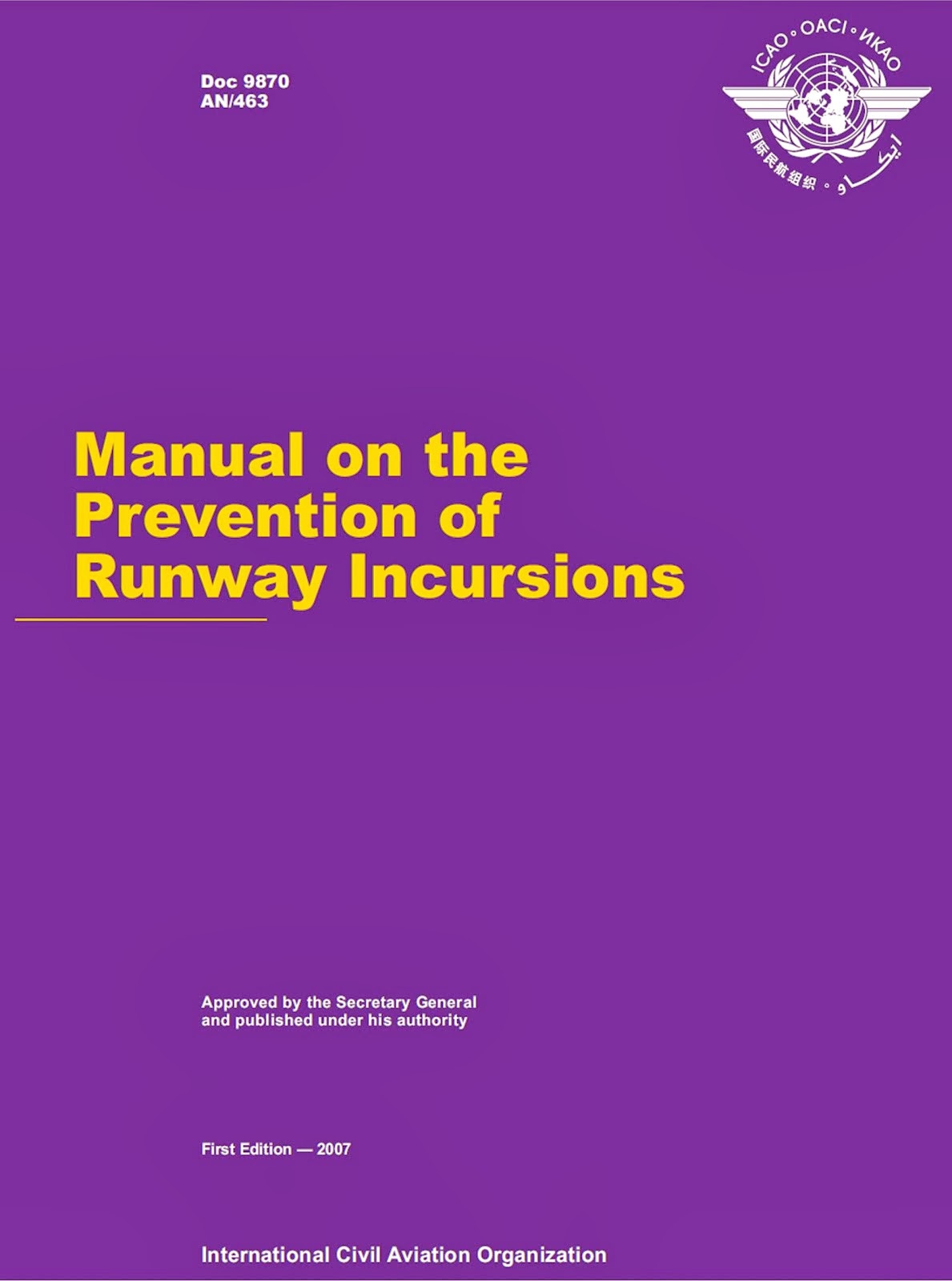 DOC 9870 - Manual para a Prevenção de Incursões em Pista (ICAO)
