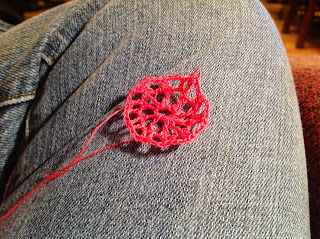 Spool pin doily spoon pin doily partially finished