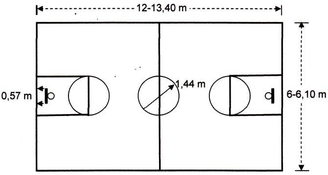 Lapangan permainan basket taki berbentuk persegi panjang yang