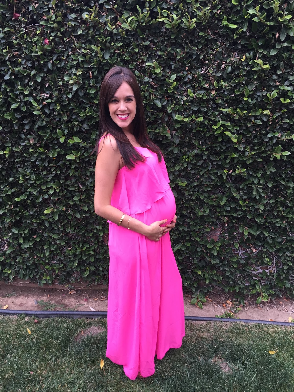hot pink maternity maxi dress