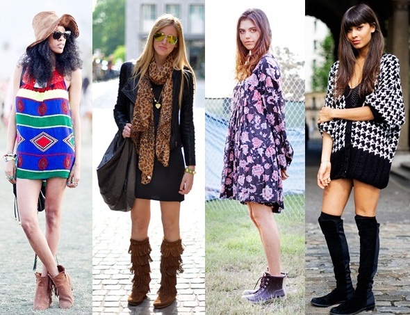 vestido tricot com bota