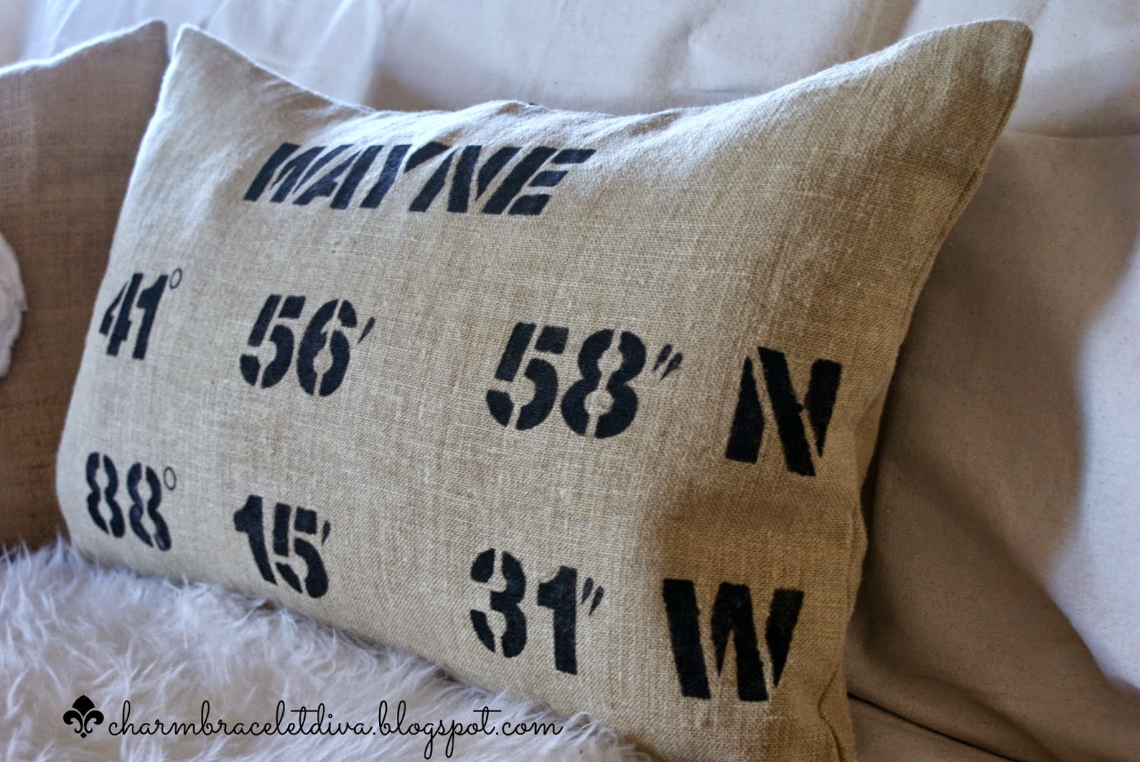 Our Hopeful Home How to Make a Map Coordinates Pillow Ikea Pillow Hack