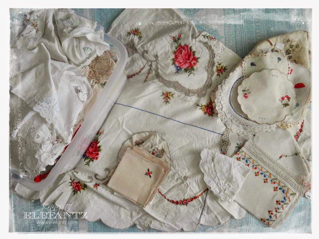 Jenny of ELEFANTZ Ideas for using vintage linens...