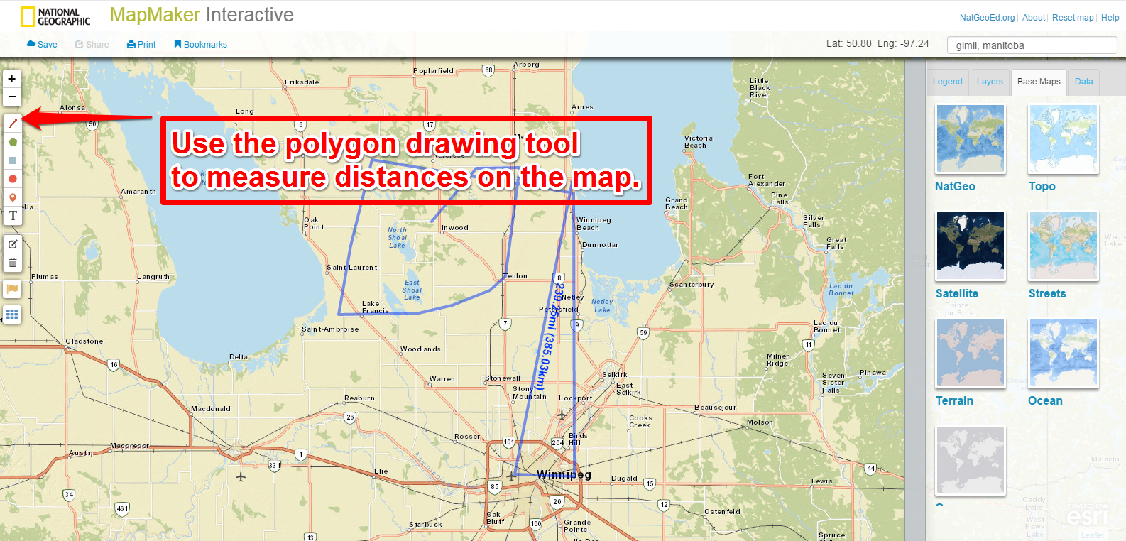Free Technology for Teachers Measure Distances Between Places on