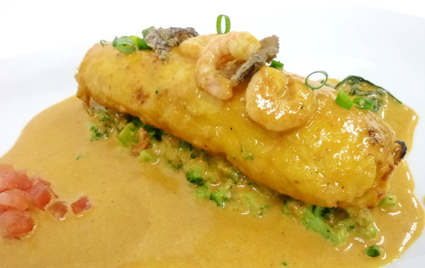 Quenelle de perche Lyonnaise sauce Nantua. The dish of the day