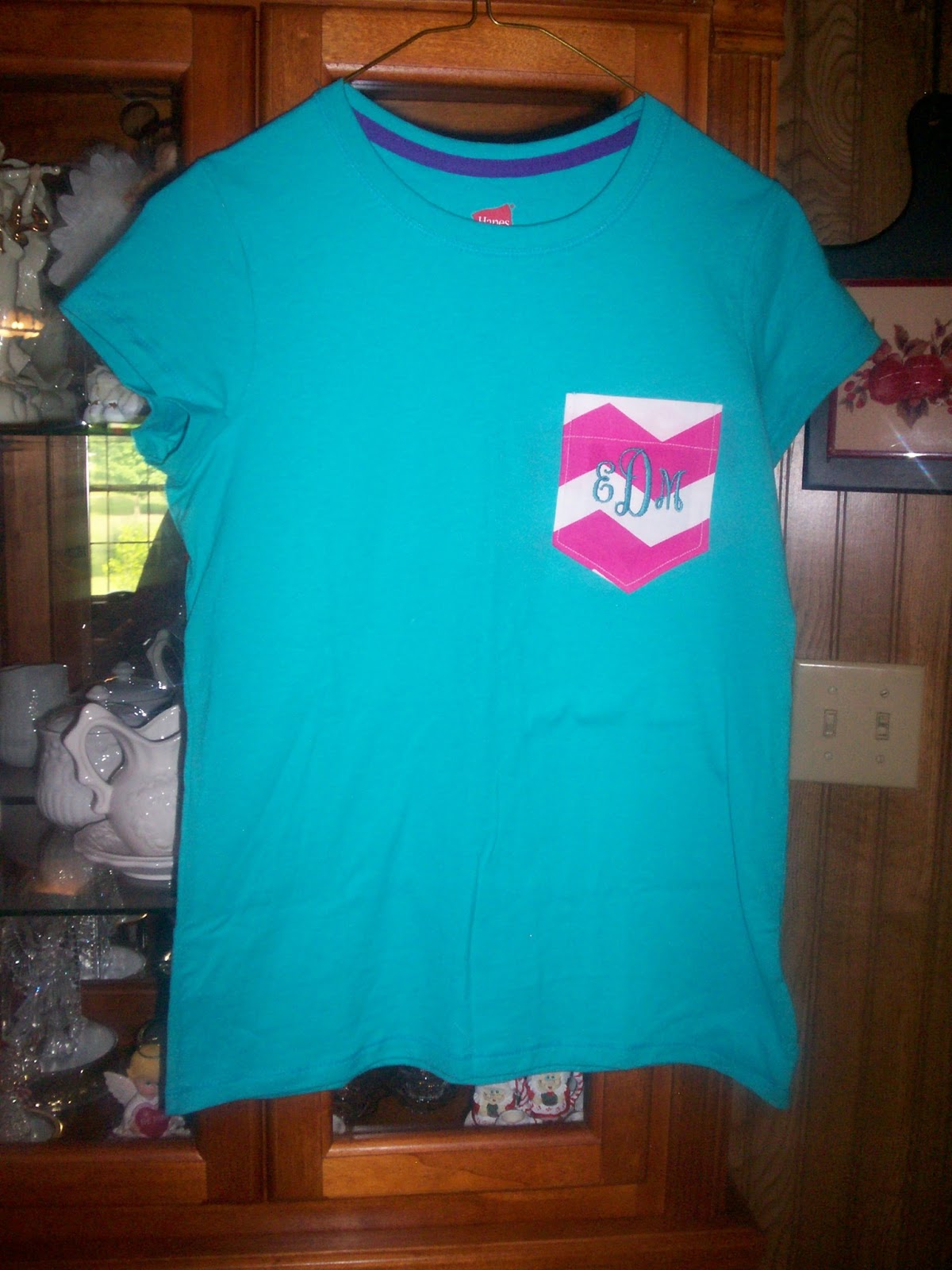 Sew Blessed Maw Chevron Pocket Initial Tshirts for the Grandkids