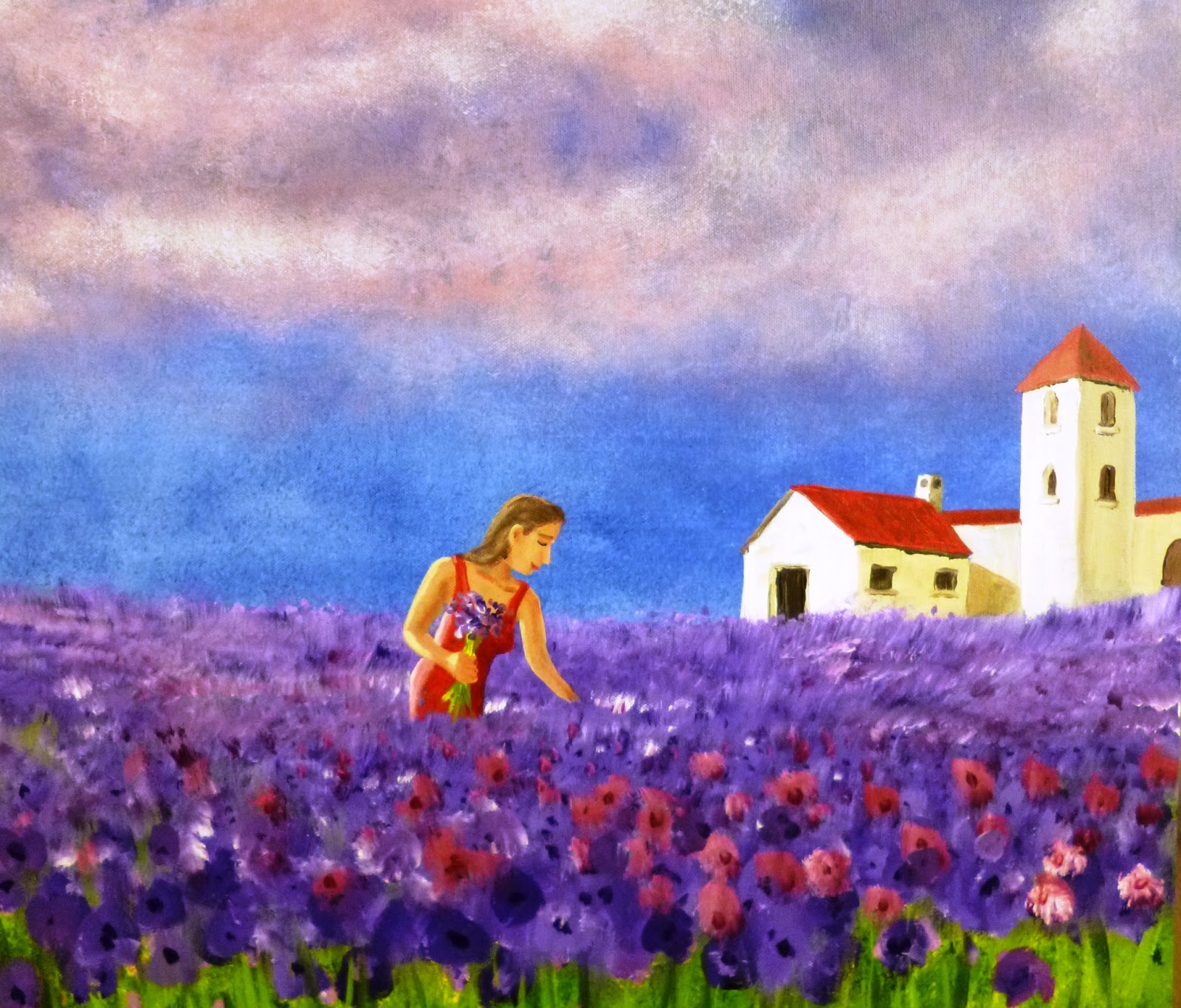 Woman picking flowers Carlos Printe Art journal