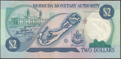 Bermuda 2 Dollars 1989 P-34b