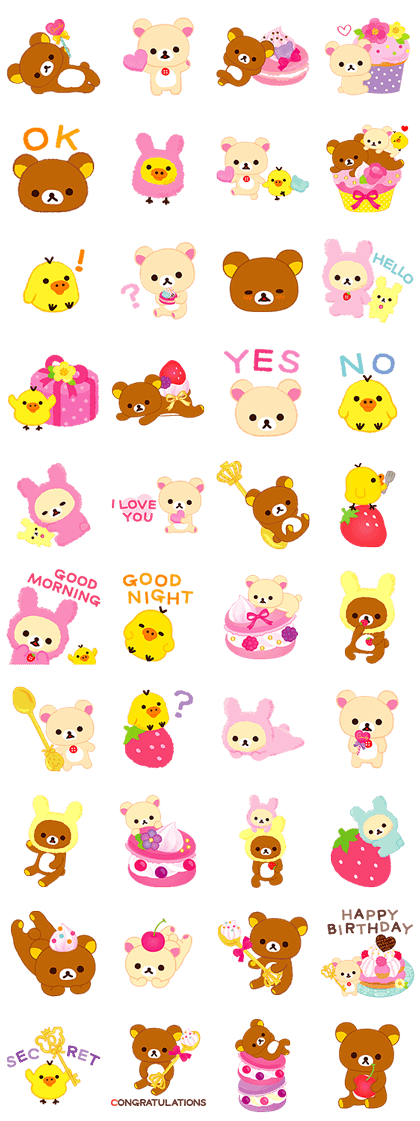Aesthetic brown bear I love Kawaii: Rilakkuma Line Sticker : Rilakkuma Sweets