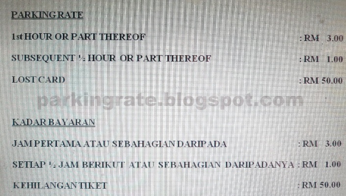 Parking Rate Sunway Putra Mall Parking Rate