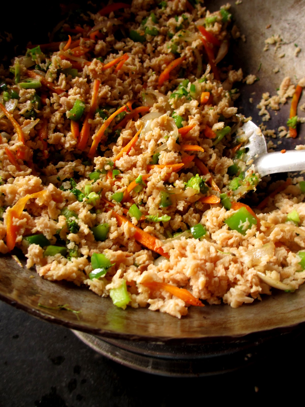 Runner Girl in the Kitchen Soya Granules Stir Fry Step by Step Recipe