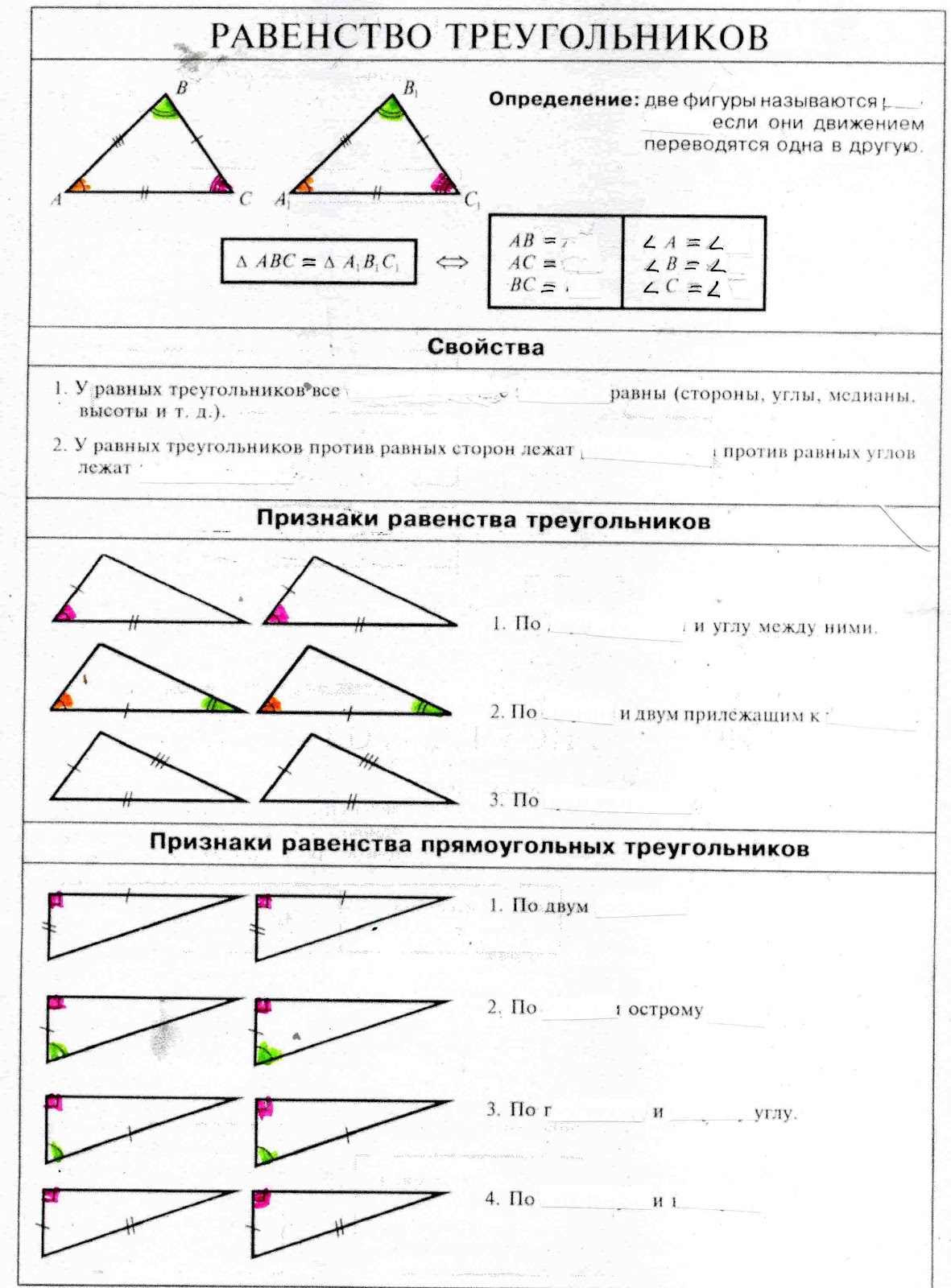 Опорный конспект 11 класс геометрия