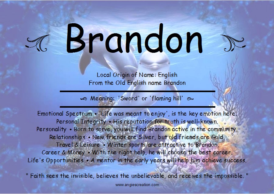 Meant to be, Names with meaning, Brandon name