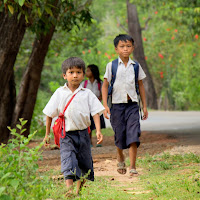 A Moment of childhood, After school walking back home.