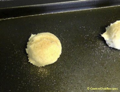 dropped cookie dough on baking sheet