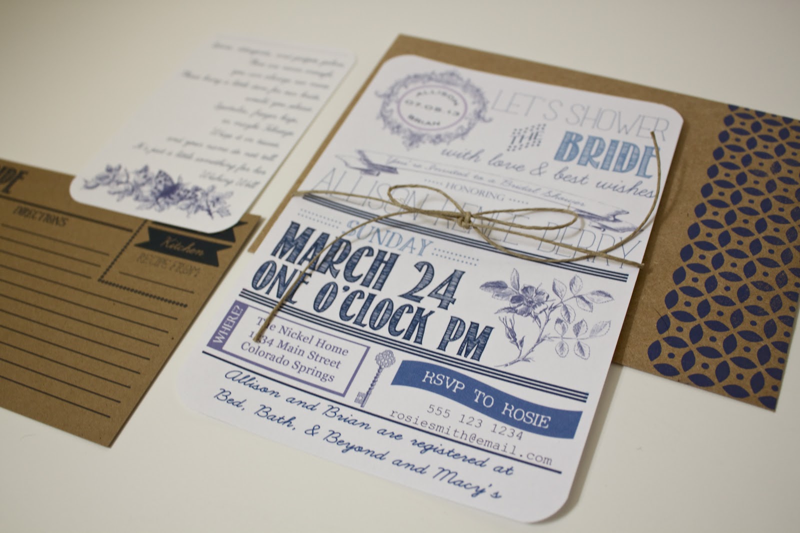 Handmade by Meg K DIY Bridal Shower Invitations