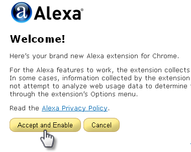 accept alexa toolbar at chrome