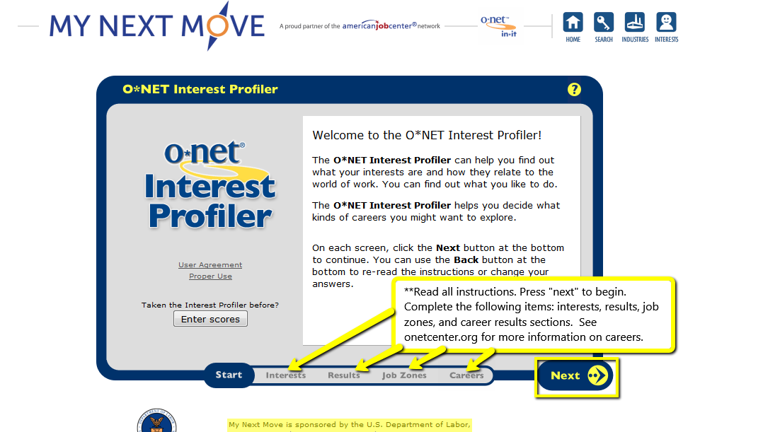 O*NET Interest Profiler Services