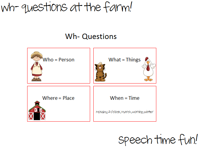 Speech Time Fun Wh Questions at the Farm!