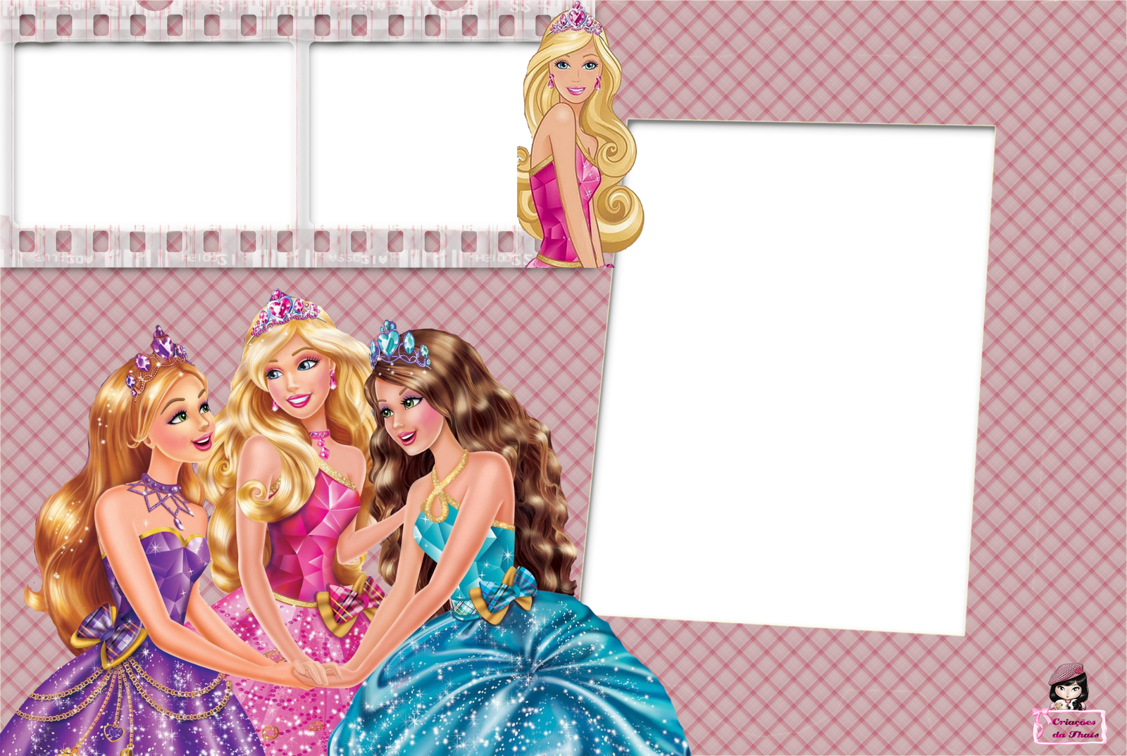 Criações da Thaís: Moldura para fotos da Barbie Escola de Princesas